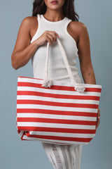 Red & White Striped Beach Bag