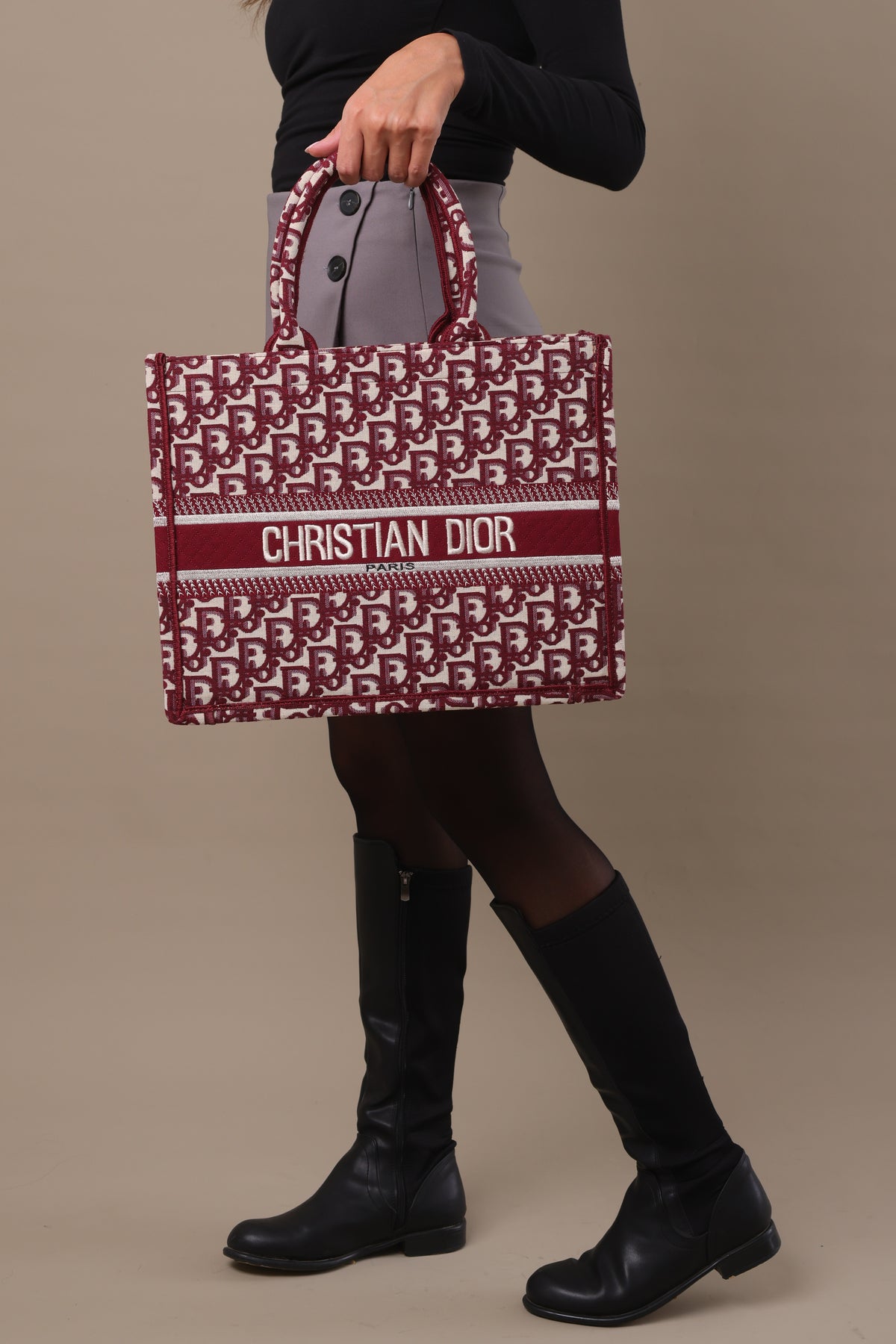 CD Medium Tote Bag - Burgundy