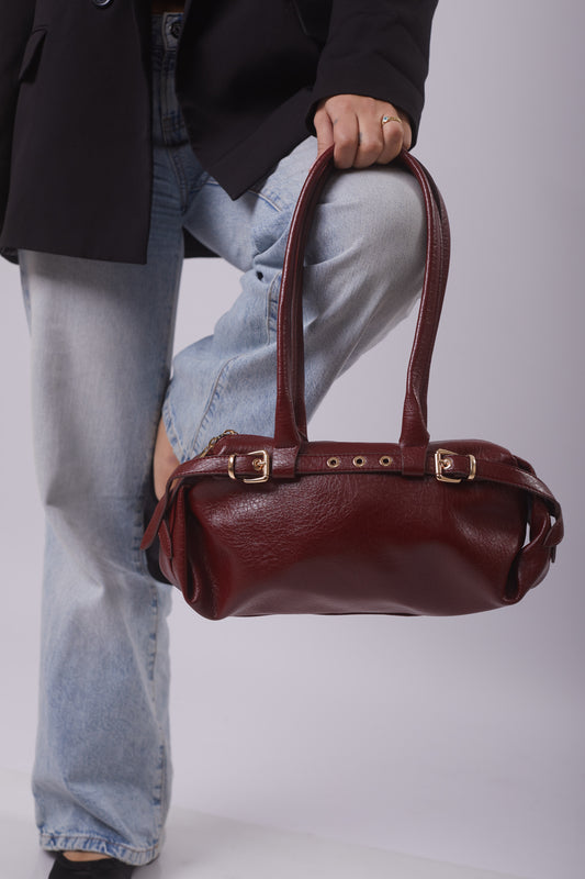 Glossy Roma Bag - Burgundy